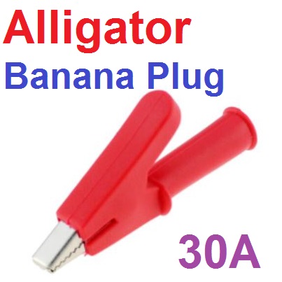 ปากคีบจระเข้ ใช้ร่วมกับปลั๊กกล้วย 4mm สีแดง Half Sheath Round Alligator Grip Test Clip Probe Alligator Test Pen 4mm Banana Plug Cable Open 10mm current max 30A red color