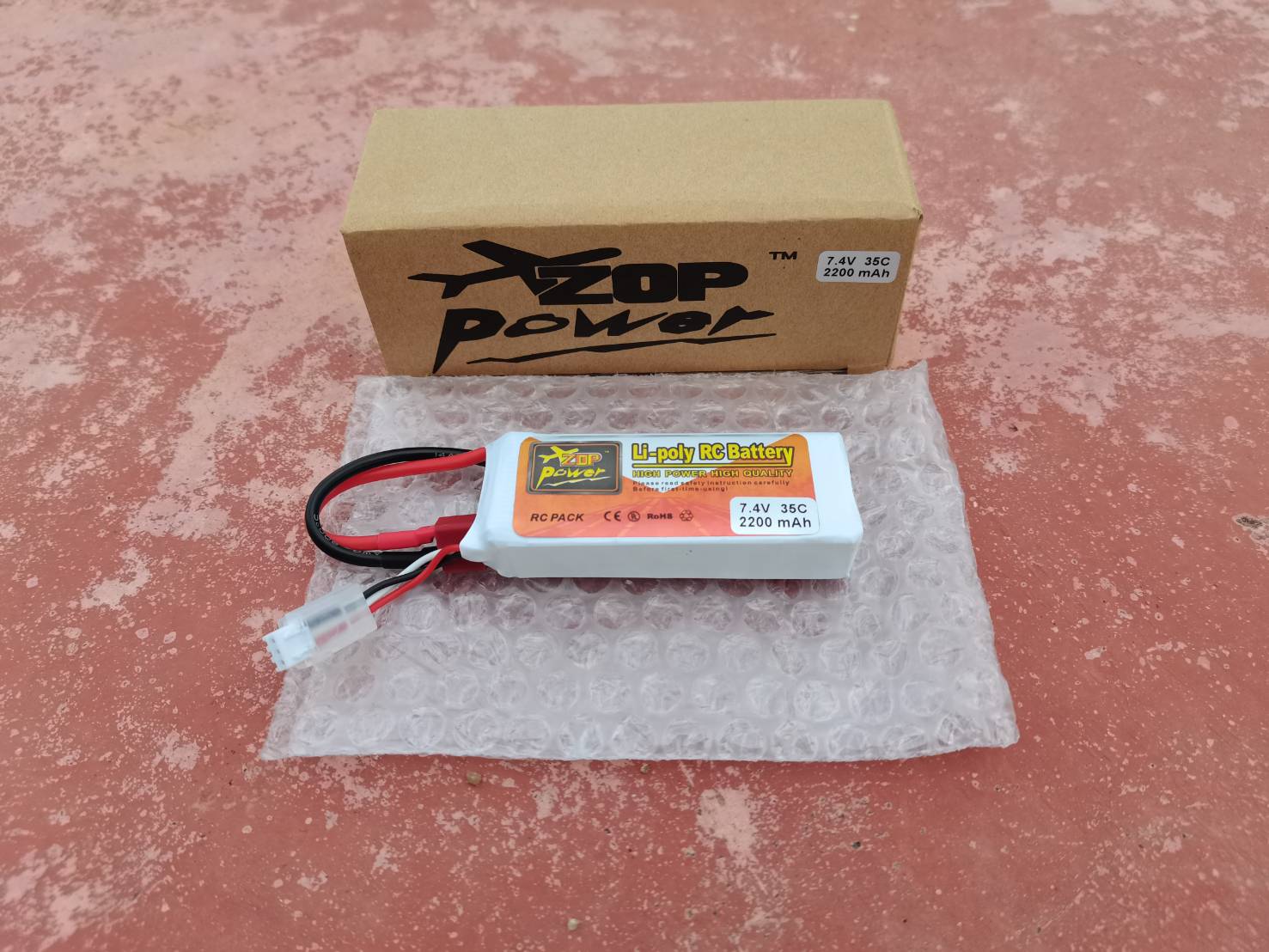 แบตเตอรี่เครื่องบินบังคับวิทยุ แบะรถบังคับ ZOP Power 7.4V 2200mAh 35C 2S Lipo Battery T Plug for 10428 10428A/B/C