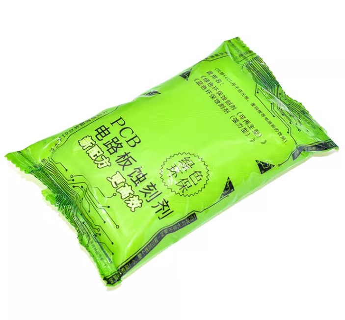 น้ำยากัดแผ่นปริ๊น แบบผงละลายน้ำ สูตรใหม่ สีใส เป็นมิตรต่อสิ่งแวดล้อม ขนาด 150 กรัม ใช้แทนเฟอร์ริกคลอไรด์ Corrosive agent environmentally friendly etchant PCB etchant 150g package instead of ferric chloride