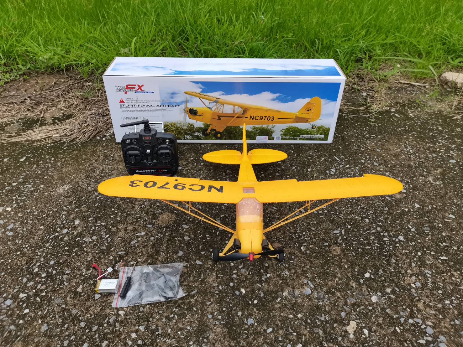 เครื่องบินบินบังคับวิทยุ THEMONTER FX9703 PIPER J-3 4CH 2.4GHZ ชุดพร้อมเล่น งานสเกลสวยงามมากๆ