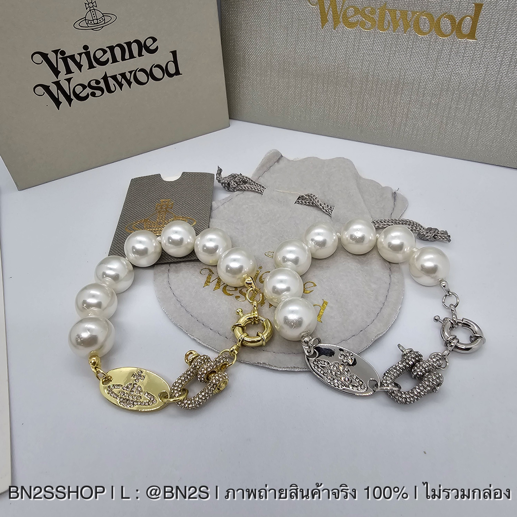 สีเงิน | Vivienne Westwood Isoria pearl chocker ไข่มุกเม็ดใหญ่ จี้ตัสล็อคฝังเพชร พร้อมส่งในไทย มีอะไหล่เงิน ทอง
