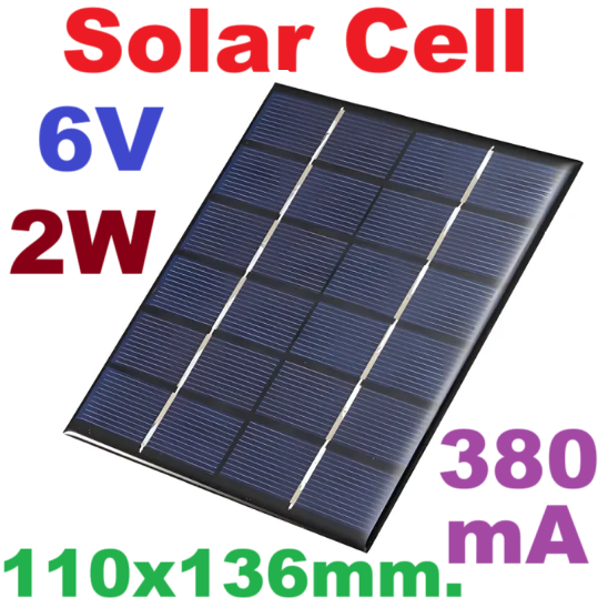 6V 380mA 2W 110x136mm Solar cells Epoxy Polycrystalline Silicon DIY Battery Power Charger Module small solar Panels toy แผงโซล่าเซลล์