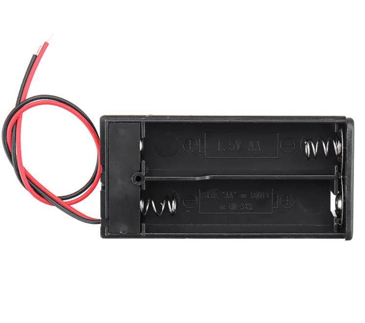 รางถ่าน AA 2 ก้อน 3V มีสวิตช์ ฝาปิด พร้อมสายไฟ 2 section Battery Holder Storage Case Box With Switch&Cover for AA Batteries Standard Container battery