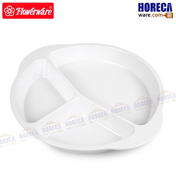 Round tray, 3 compartments, 11 inches, cream color, Flowerware - new