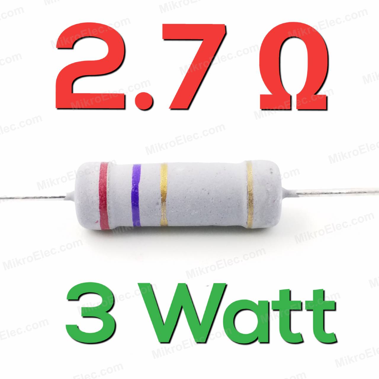 2.7 โอห์ม 2.7 Ohm 3W 5% เมทัลออกไซด์ ฟิล์ม Metal Oxide Film Resistor 2.7R