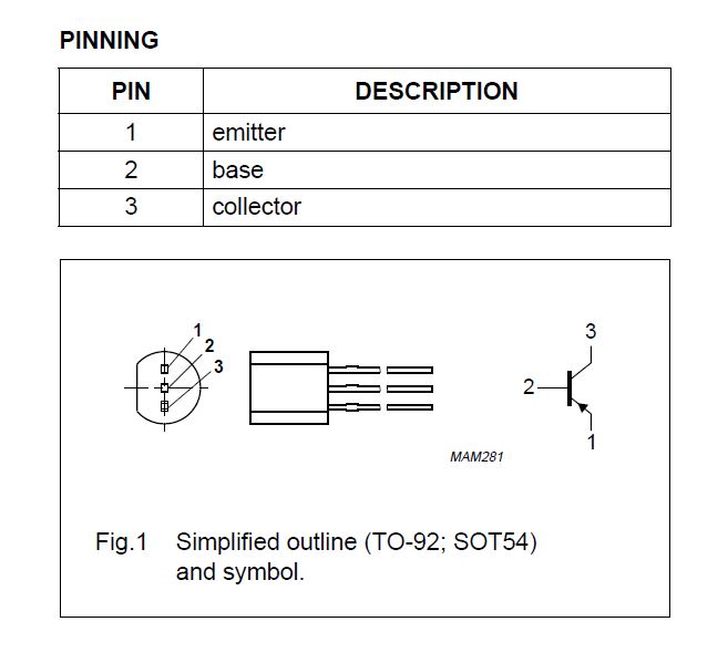 ทรานซิสเตอร์ BC556B PNP 65V 0.1A General purpose switching and amplification transistors Complement to BC546
