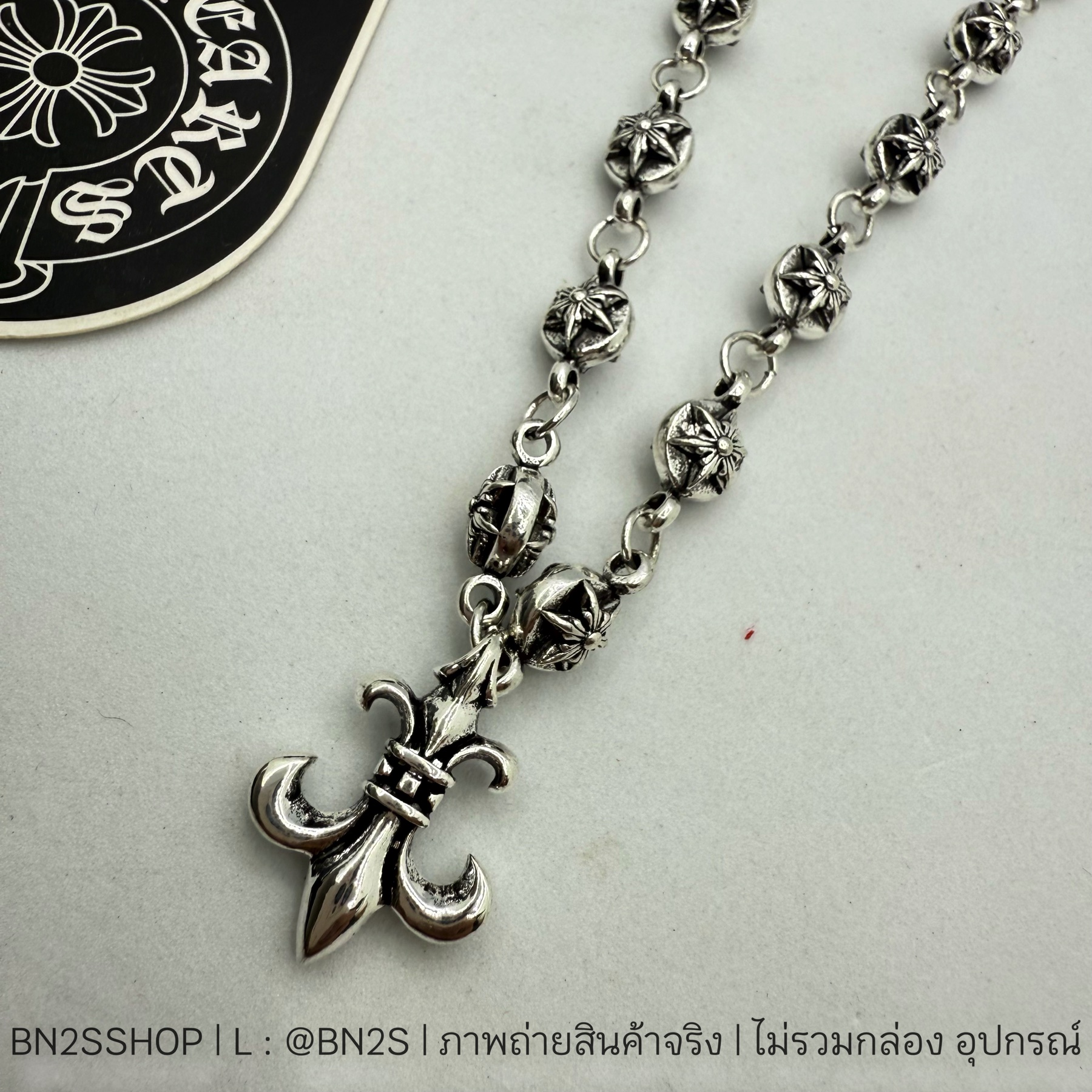CHROME HEART Pendant Maltese Cross Chain Necklace | สร้อยคอผู้ชาย จี้กางเขน โครมฮาร์ท อะไหล่เงินปัดดำ |