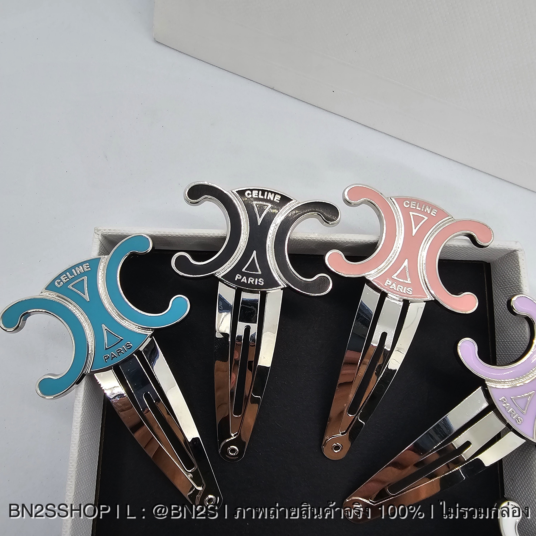 สีชมพู | Celine Snap Hair Clip กิ๊บซีลีน งานปั๊มแบรนด์ หน้า หลัง ลงสี งานสวย 1:1