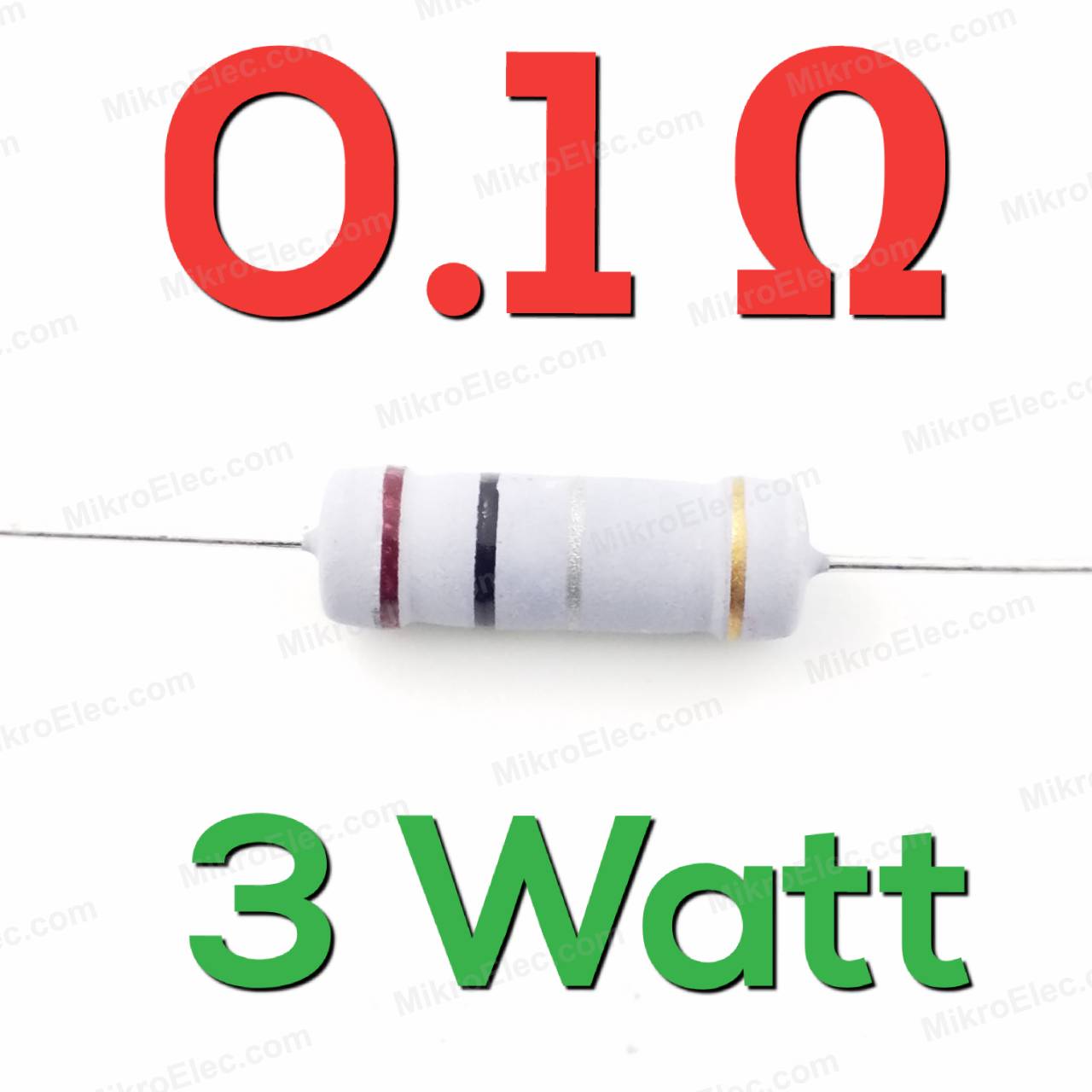 0.1 โอห์ม 0.1 Ohm 3W 5% เมทัลออกไซด์ ฟิล์ม Metal Oxide Film Resistor 0.1R