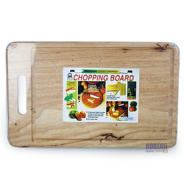 Rubberwood cutting board with handle 10x16 inches arrow