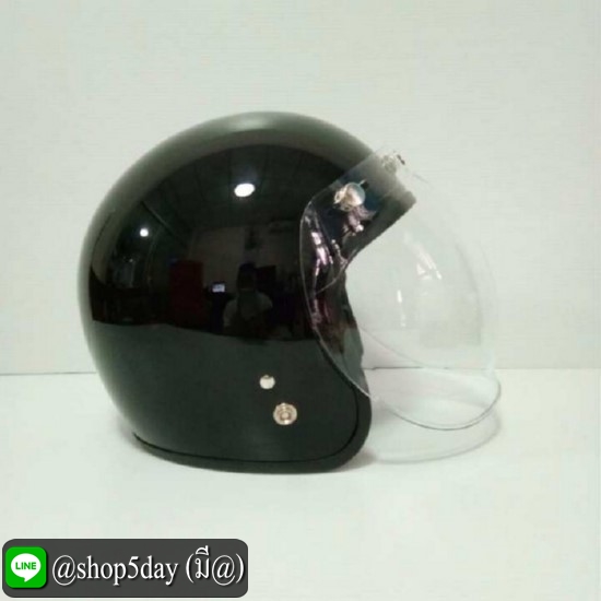 🔥AVEX หมวกกันน็อควินเทจคลาสสิค ราคาถูก รุ่น LB สีดำเงา คิ้วดำ ผ้าดำ พร้อมแว่น BUBBLE สีใส