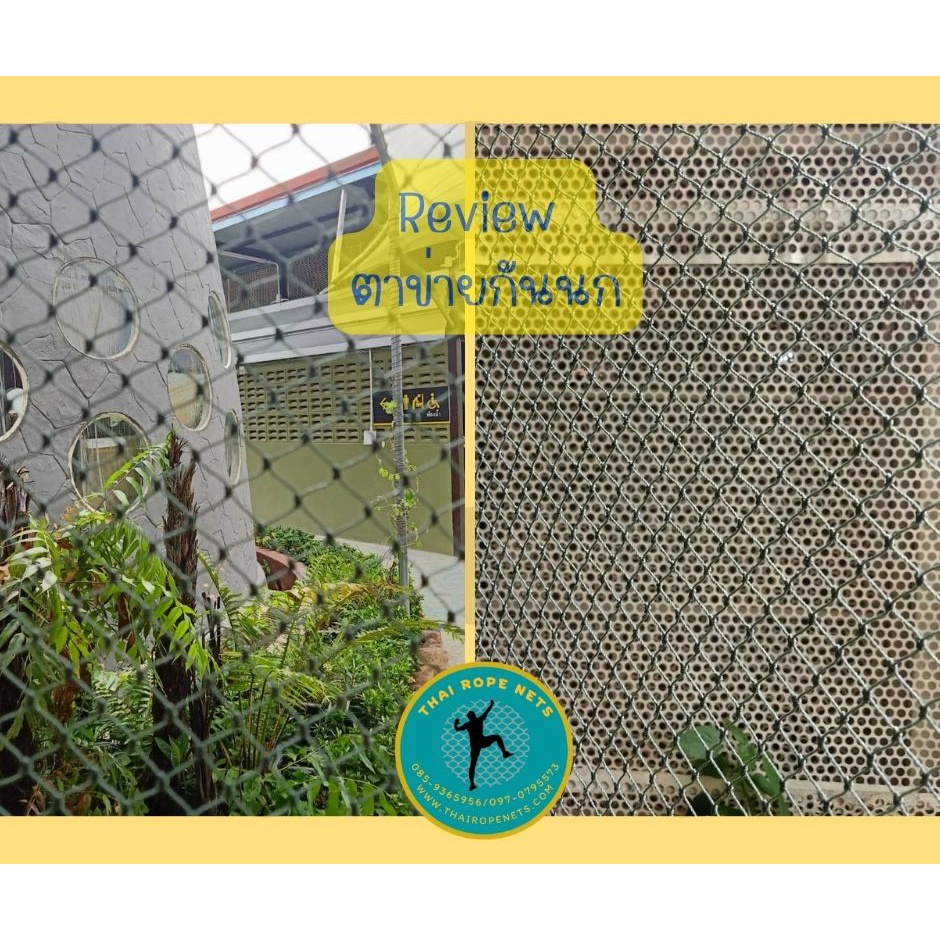 อวนดักนก ตาข่ายกันนก ป้องกัน UV สีดำ-เขียวขี้ม้า รุ่นที่นิยมใช้มากที่สุด (6x20 m.)