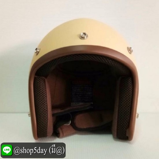 🔥AVEX หมวกกันน็อควินเทจคลาสสิค ราคาถูก รุ่นLB สีครีมด้าน คิ้วน้ำตาล ผ้าน้ำตาล