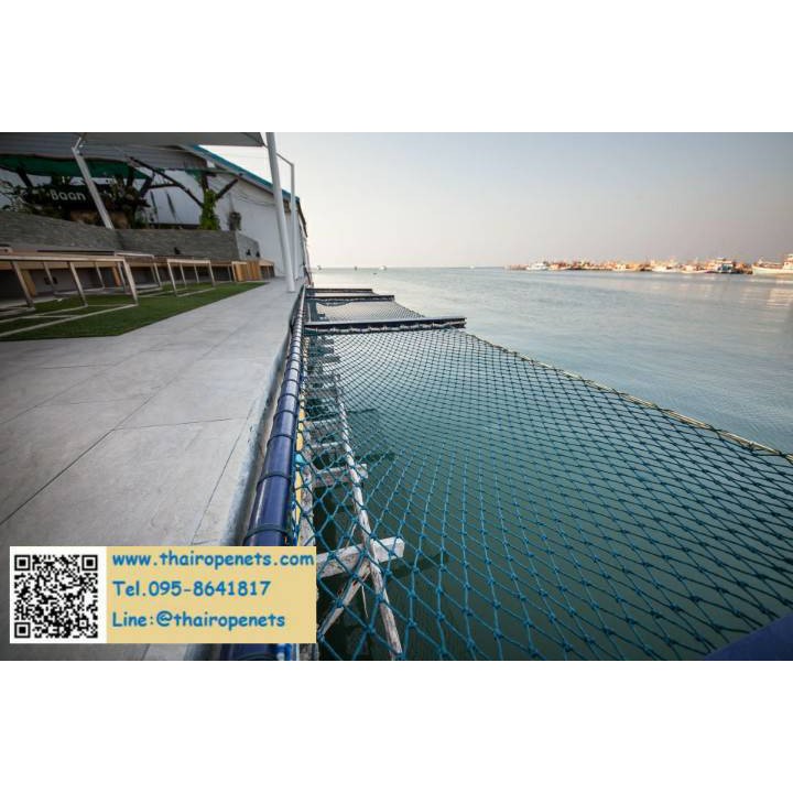 ตาข่ายริมน้ำ 🔹4 mm. ช่องตา 1.8" x 1.8"🔹 สีฟ้าน้ำทะเล 🔹มีหลายขนาดให้เลือก🔹 เนื้อตาข่ายเหนียว ทนทาน คุณภาพสูง