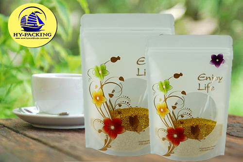 ถุงซิปล็อค ก้นตั้ง ลายดอกไม้ Enjoy Life (1 แพค 50 ซอง)