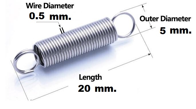 สปริงขดแบบดึง ขนาด 5x20 mm.Tension spring Extension spring Steel สปริงดึง สปริงเกี่ยว