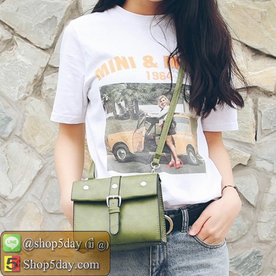 กระเป๋าสะพายหนังUPนิ่ม แฟชั่นเกาหลี (เขียว)