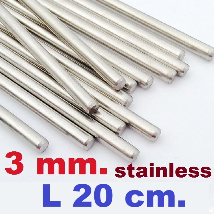 เพลาสแตนเลส ขนาด 3 mm.ยาว 20 cm. เกรด 304 Stainless steel shaft