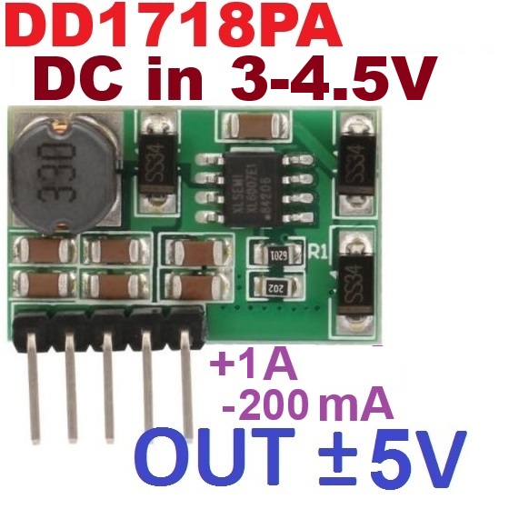 DD1718PA with pins 3-4.5V บวกลบ 5V turn to positive and negative 5V boost module for ADC DAC LCD power supply