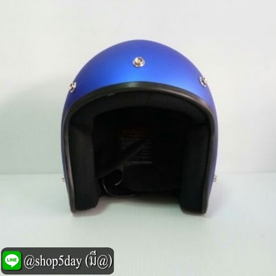 หมวกกันน็อคแนววินเทค สีน้ำเงินเข้มด้าน ลายเลข 8 ขอบดำ