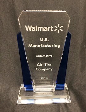 ยาง GT Radial จีที เรเดียล ได้รับรางวัล Walmart ที่แสดงให้เห็นถึงความสามารถในการผลิต และเติบโตเร็วที่สุด