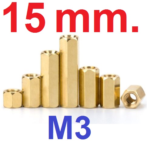 เสาทองเหลือง M3x15mm. เสารองPCB Hexagonal Copper Pillar Support Column เสาหกเหลี่ยม เสารองปริ้น M3*15mm