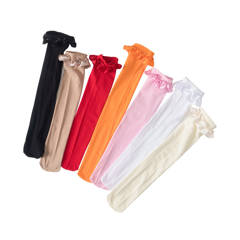 ถุงน่องยาวเลยเข่า สวยน่ารักสไตล์เกาหลี สีแดง สีดำ สีขาว แบบขนาดฟรีไซส์ 3-15 ปี