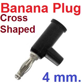 Banana Connector Plug 4mm.Cross-Shaped Copper สีดำ Gun Type 4 mm Banana Plug Screw Fix Plug-In Stackable Black color ปลั๊กบานานา
