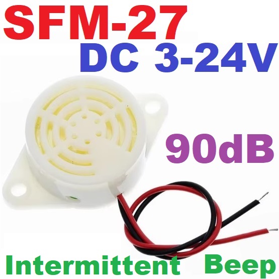 SFM-27 DC 3-24V 12V 90DB เสียงดังแล้วหยุดสลับกัน Intermittent Sound Beep Alarm Electronic Buzzer