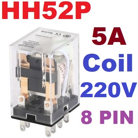 Relay Coil 220Vac Contact 240Vac 5A DPDT 8PIN HH52PL MY2N-J รีเลย์