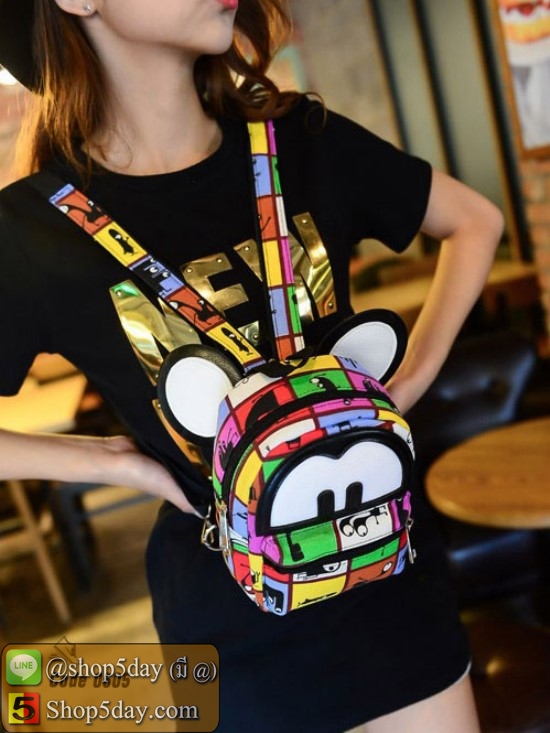 กระเป๋าสะพายผ้าใบ Mickey (ลายสีสัน)