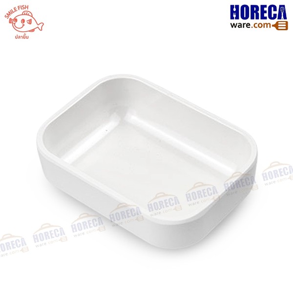 [Cream color] Square shabu tray 3x4 inches, smiling fish