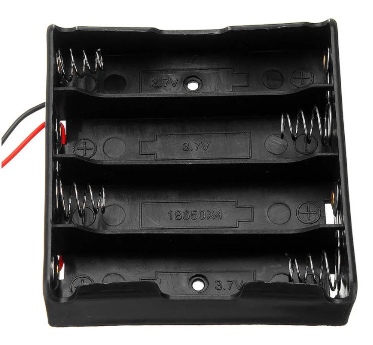 รางถ่านขนาด 18650 แบบ 4 ก้อน 14.8V พร้อมสายไฟ lithium cell. 4 Slots Battery Box Rechargeable Battery Holder