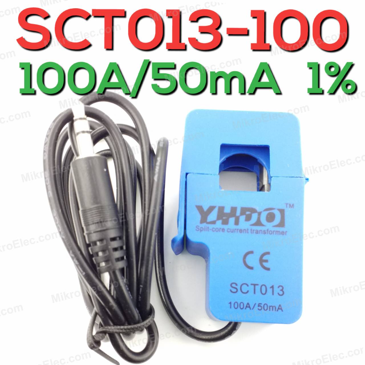 SCT-013-100-50mA เซนเซอร์วัดกระแสไฟฟ้า 100A 50mA 1% Non-invasive AC current sensor Split Core Current Transformer