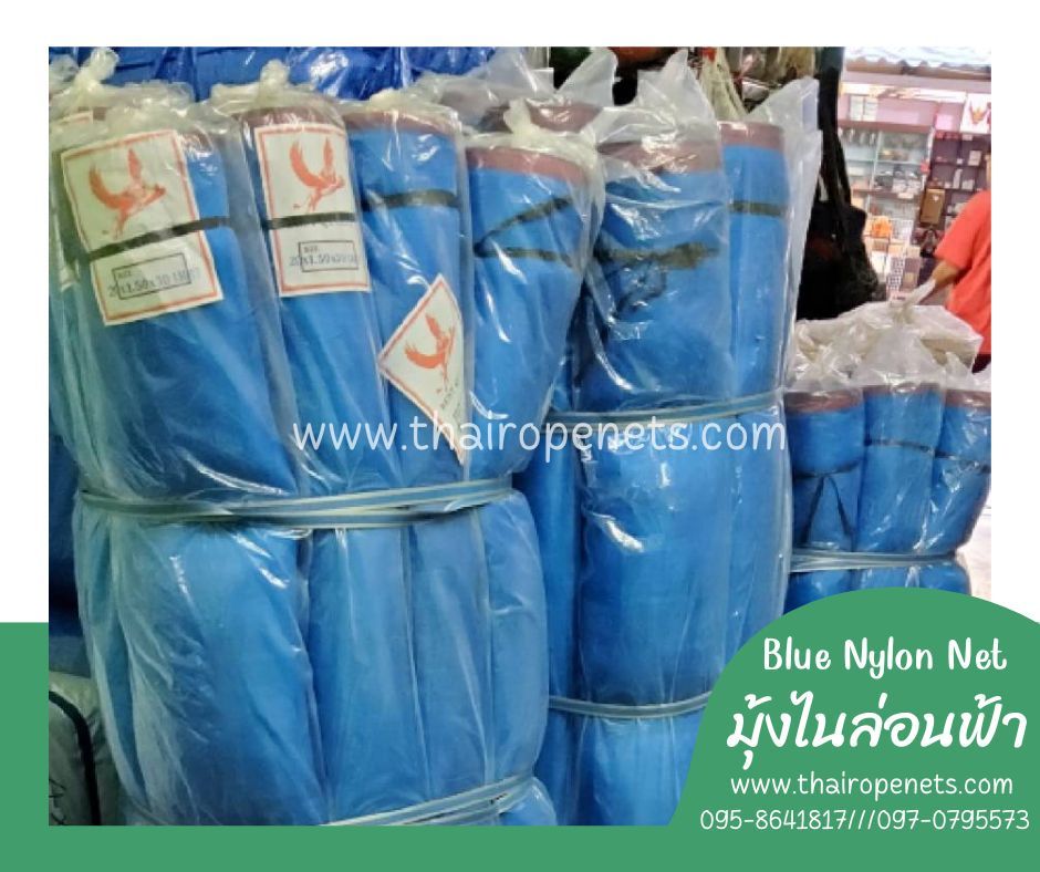 มุ้งไนล่อนฟ้า (ฺBlue Nylon Net) ตาข่ายไนล่อน มีลักษณะคล้ายมุ้งลวดประตูหน้าต่าง นิยมใช้เป็นมุ้งกันแมลงหรือศัตรูพืช เหมาะแก่การทำเกษตร หรือ กระชังเลี้ยงสัตว์น้ำ