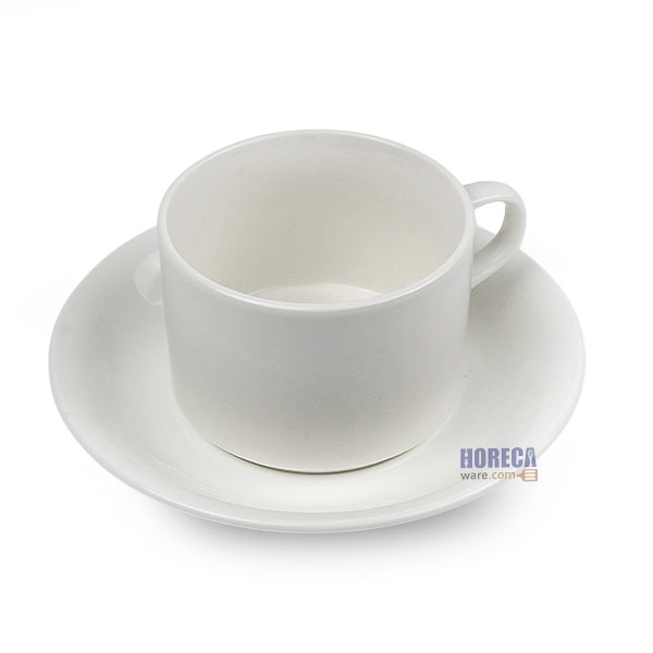 Coffee cup set with saucer, white, US