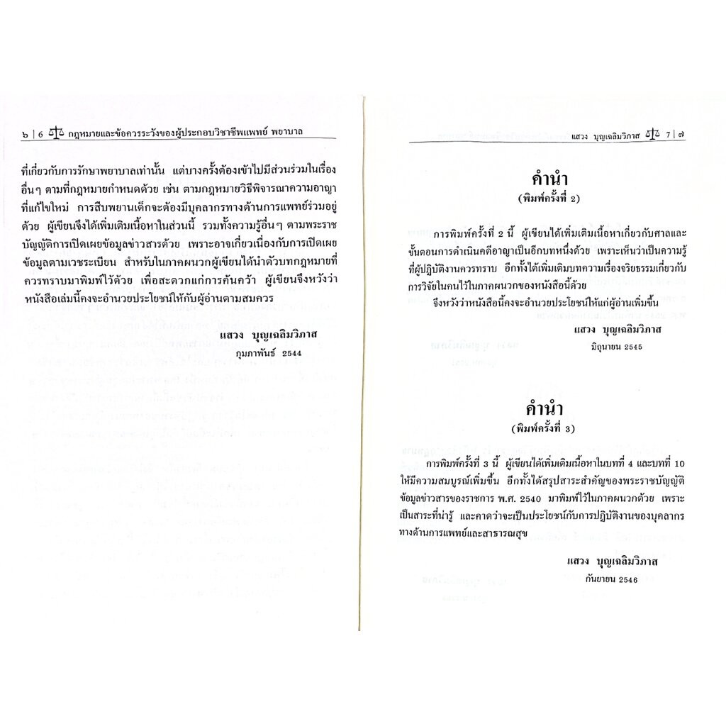 กฎหมายและข้อควรระวังของผู้ประกอบวิชาชีพแพทย์ พยาบาล (ศ.แสวง บุญเฉลิมวิภาส) ปีที่พิมพ์ : เมษายน 2568 (ครั้งที่ 11)