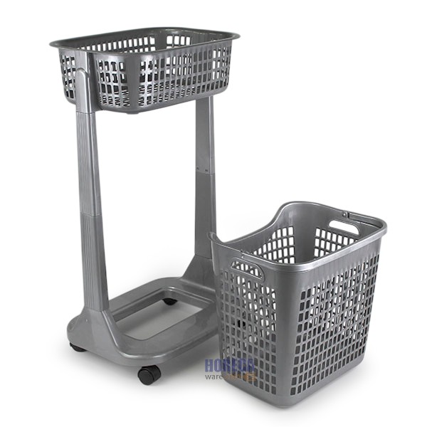 ตะกร้า 2ชั้น สีเทา มีล้อ สแตนดาร์ดโปร