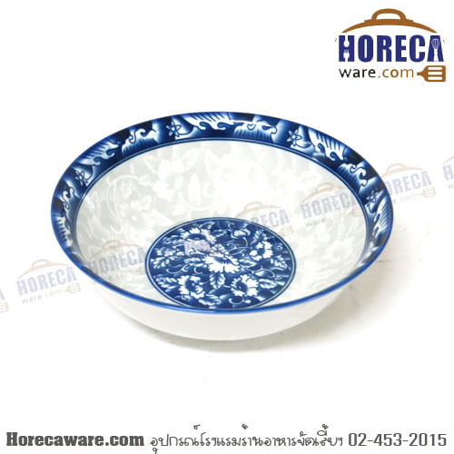 [Blue flower pattern border] 7 inch bowl, ceramic [gg-7k-1]