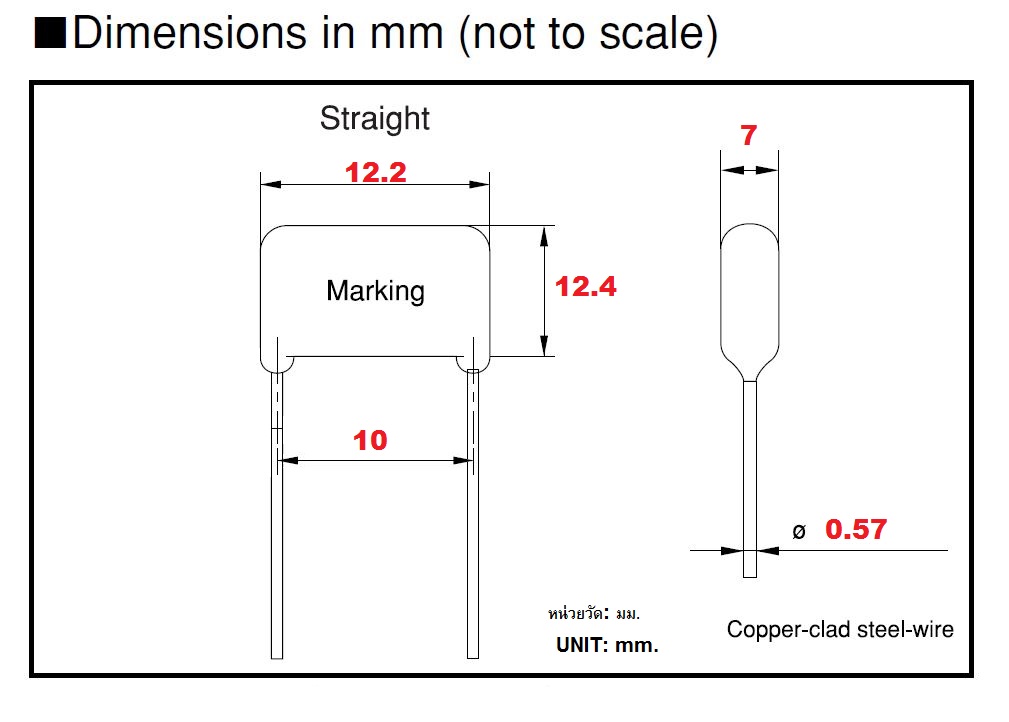 18nF(0.018uF) 630Vdc ±5% Pitch 10mm Metallized Polyester Film Cap ตัวเก็บประจุ คาปาซิเตอร์ แบบฟิล์มโลหะ