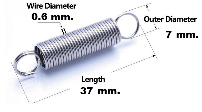 สปริงขดแบบดึง ขนาด 7x37 mm.Tension spring Extension spring Steel สปริงดึง สปริงเกี่ยว