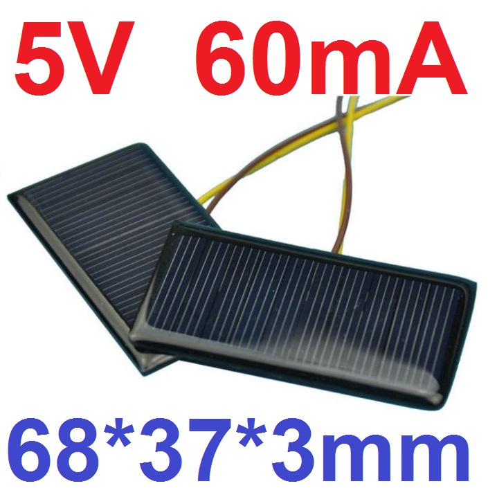 5V 60MA 68x37mm. Solar Epoxy Sheet Polycrystalline Solar Panels Solar Battery Power Solars Charging Solar DIY Rechargeable Batteries แผงโซล่าเซลล์