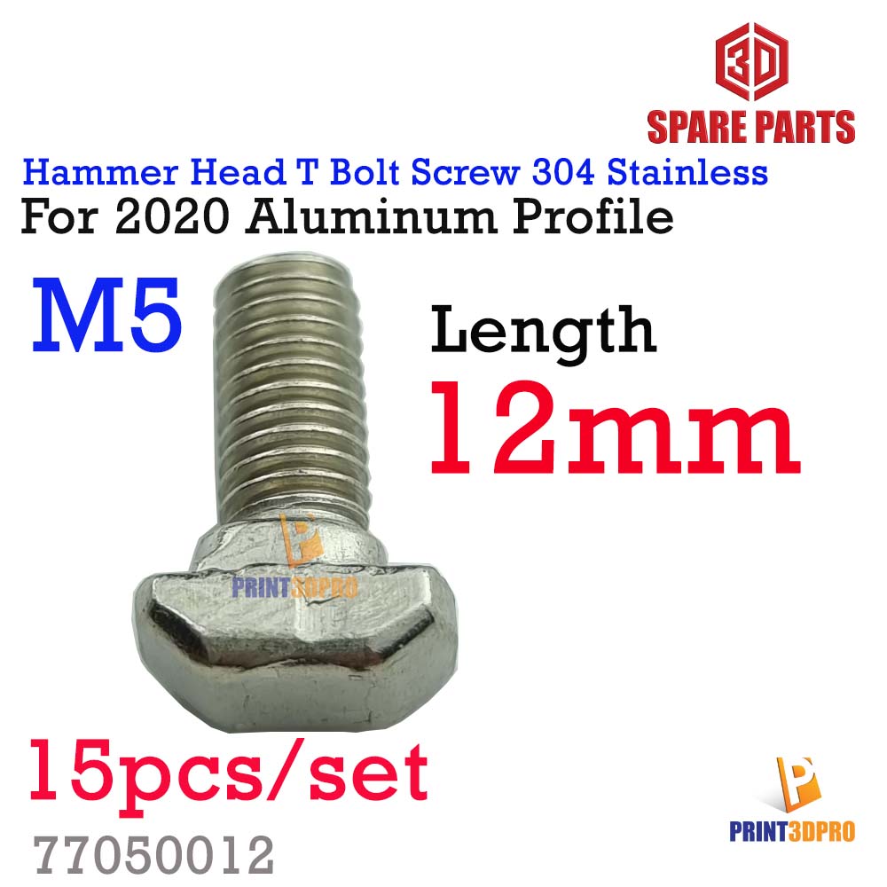 Hammer Head T Bolt Screw For Aluminium Profile 2020 Series M5 , M5 304 Stanless Steel 15pcs/set สกรูสำหรับ อลูมินัมโปรไฟล์