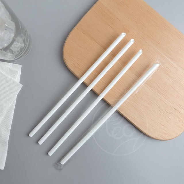 [6mm] หลอดดูดน้ำ สีขาว ทรงตรง หลอดพลาสติก หลอด6มิล ห่อฟิล์ม หลอดเล็ก หลอดชานม หลอดกาแฟ 100เส้น/แพ็ค