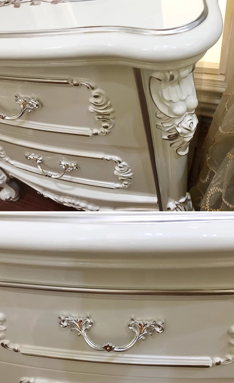 โต๊ะหัวเตียงสีขาว โต๊ะหัวเตียงหลุยส์ 03