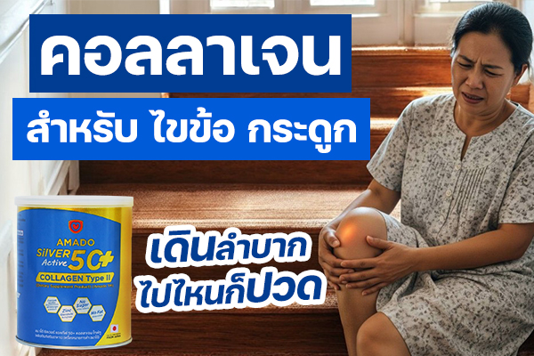 Amado Silver Active Collagen 50+ คอลลาเจนเปปไทด์บำรุงกระดูกและข้อให้ยืดหยุ่น * เสริมสร้างมวลกระดูกและดูแลข้อต่อด้วย Amado Silver Active Collagen 50+