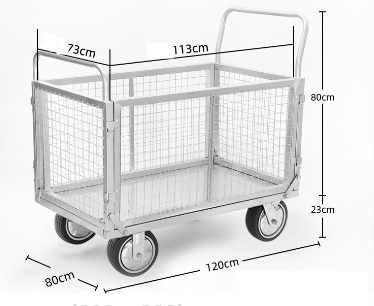 รถเข็นผ้าเปื้อนเหล็ก 4ล้อบุลวดตาข่ายไม่เป็นสนิม4ด้าน หลายขนาด