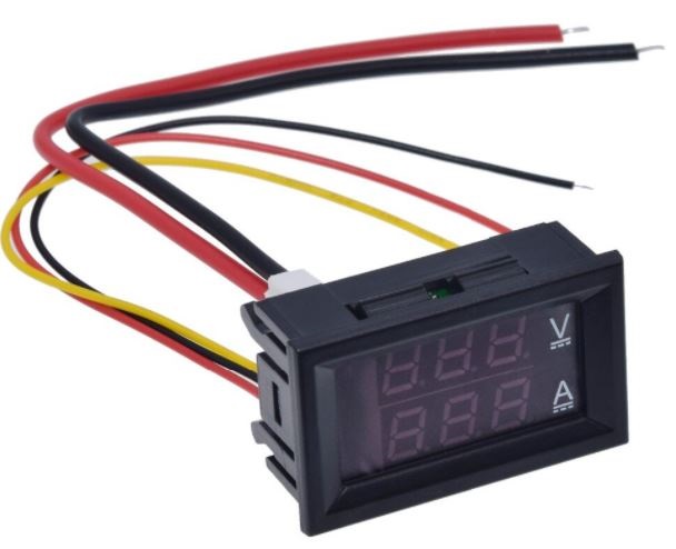 มิเตอร์ วัดแรงดันและกระแส DC 0-100V 10A ขนาด 48x29 mm. Digital Voltmeter Ammeter Dual Display Voltage Current Meter Panel Amp Volt Measure 0.28" Red Blue LED