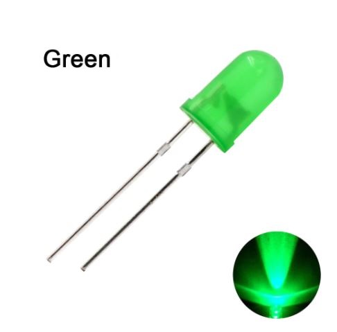 หลอด LED 5mm สีเขียว แบบขุ่น 4000-5000mcd Green LED Diode Round Diffused Green Color Light Lamp