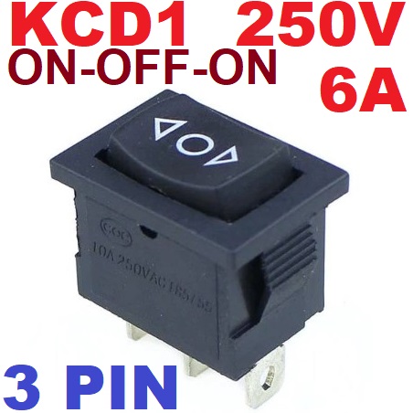 สวิตช์กดติดปล่อยดับ 3ทาง 3ขา KCD1 15*21mm.3pin Rocker Switch Switch 250V 6A Arrow Self-Reset Momentary Push Button Switch สวิตช์ลูกศร สวิตช์ทิศทาง